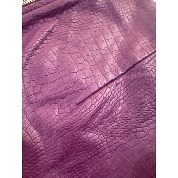 BarIII Mini Skirt Purple Croc Embossed Faux Leather Zip Detail  Sz L Aesthetic - Picture 12 of 16